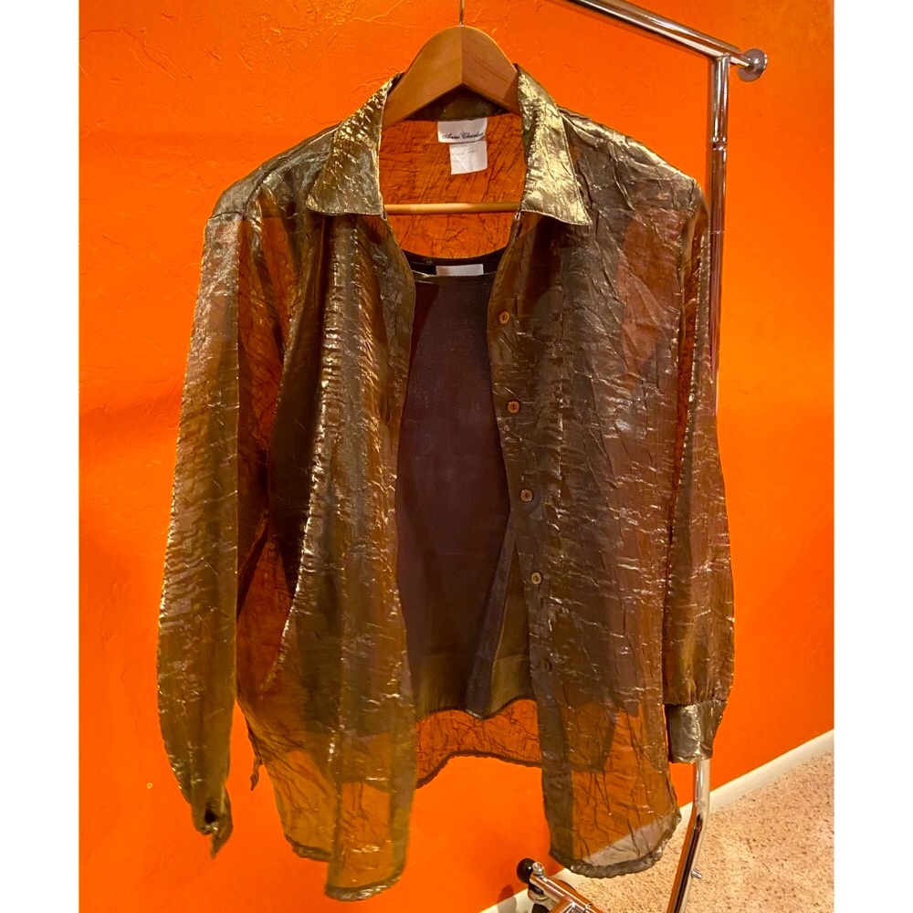Anne Charles Gold Metallic Shirt and Tank